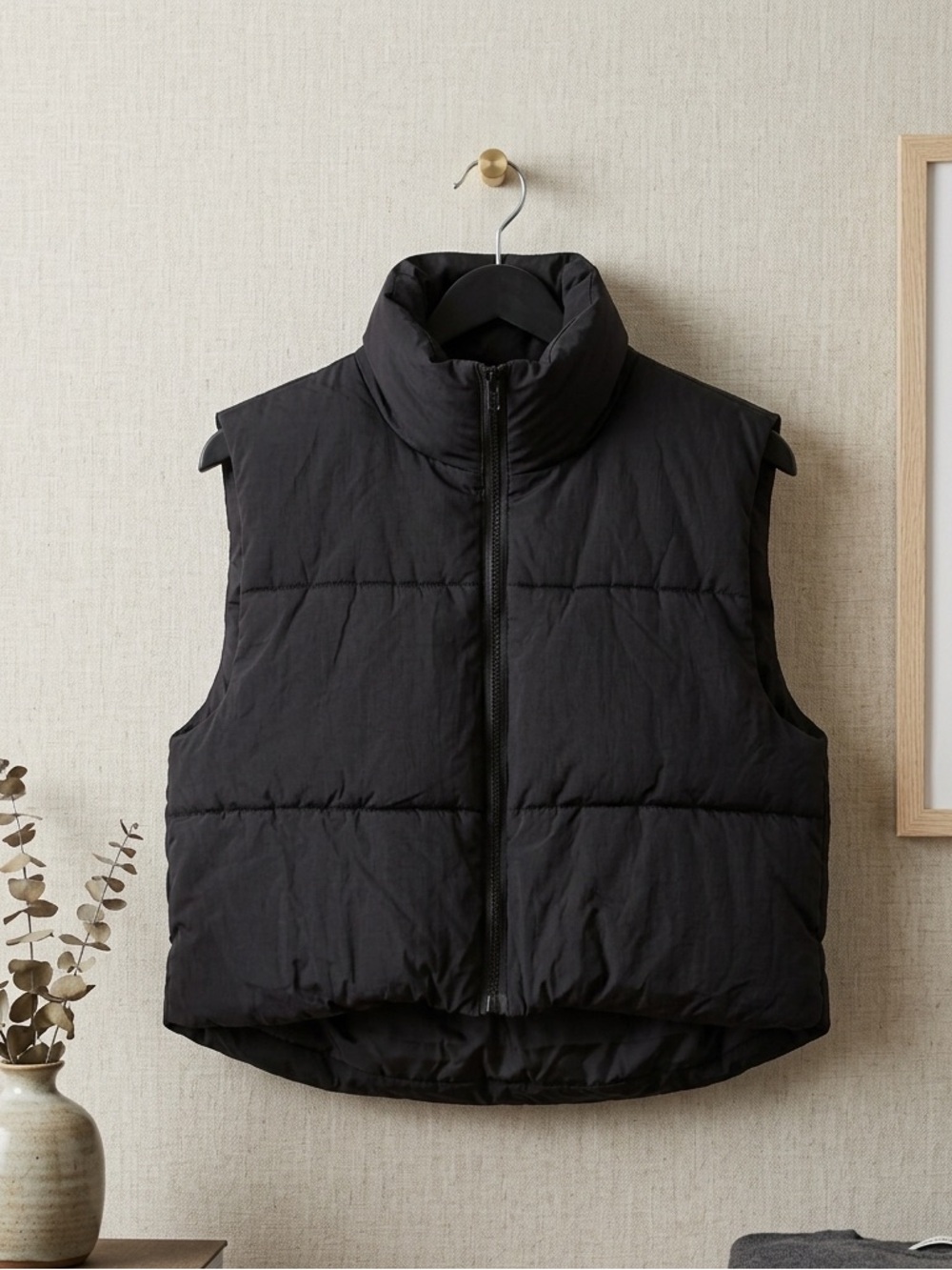 Black Quilted Puffer Vest - Sleeveless Zip Front